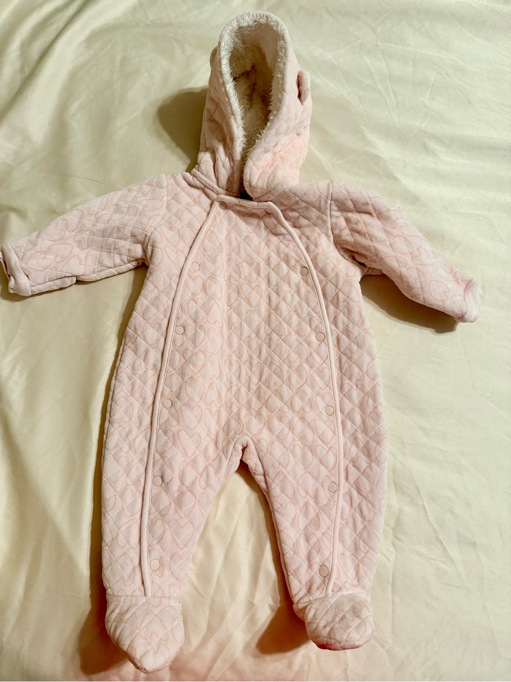 Nordstrom Cozy Pink Quilted Hooded Winter One-Piece for Baby